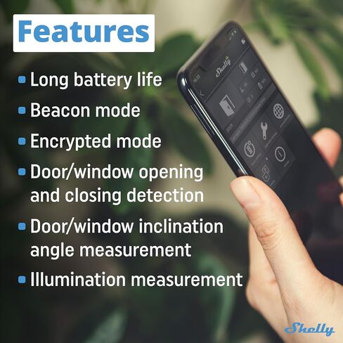 Shelly Blu Door/Window Black | Bluetooth Operated Sensor | Home Automation | iOS Android App | Alexa & Google Home Compatibility | Lux and Tilt Angle Measurement | Set Custom Activation Scenes in Saudi Arabia