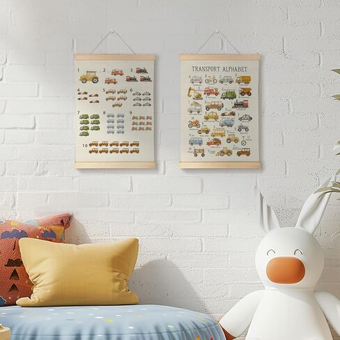 Nrleey Shapes Colors Wall Decor with Wooden Poster Hanger - Classroom Decor, Shapes Colors Learning Wall Art Posters for Nursery Kids Room Playroom Preschool, 12x16 Inch Set of 2 in Kuwait