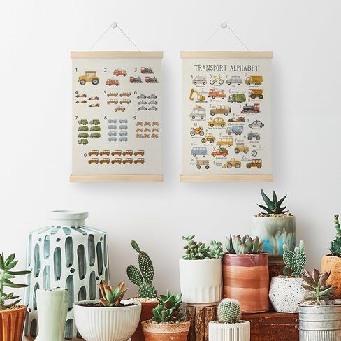 Nrleey Shapes Colors Wall Decor with Wooden Poster Hanger - Classroom Decor, Shapes Colors Learning Wall Art Posters for Nursery Kids Room Playroom Preschool, 12x16 Inch Set of 2 in Kuwait
