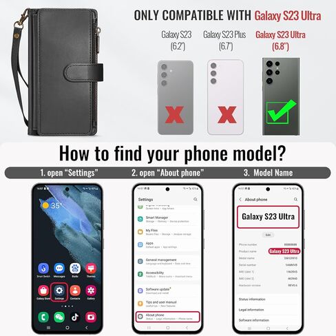 for Samsung Galaxy S25 Ultra 5G Wallet Case with Card Holder,Women Men RFID Blocking PU Leather Flip Cover Zipper Wrist Strap Kickstand Phone Case for Galaxy S 25 Ultra,Black in Saudi Arabia