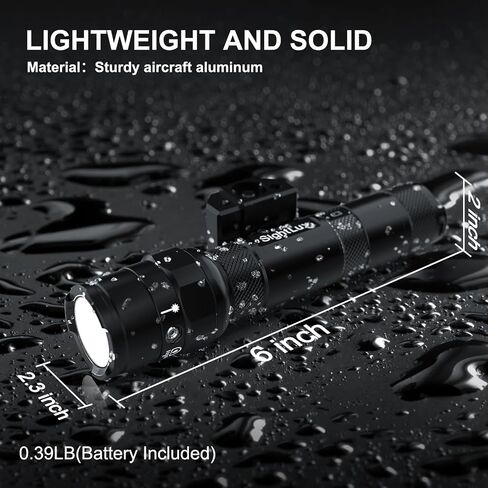 Picatinny Rail Flashlight for Rifle - 1000 Lumens LED Tactical Weapon Light with Remote Pressure Switch, USB C Rechargeable Gun AR Flashlight with Charger for Hunting Shooting, Alumium in Saudi Arabia