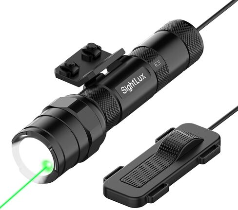 Picatinny Rail Flashlight for Rifle - 1000 Lumens LED Tactical Weapon Light with Remote Pressure Switch, USB C Rechargeable Gun AR Flashlight with Charger for Hunting Shooting, Alumium in Kuwait