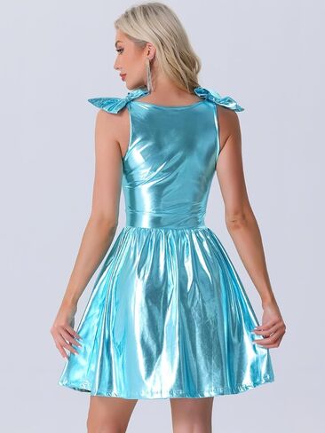 Allegra K Spaghetti Straps Dress for Women's Metallic A-Line Sleeveless Party Club Mini Dresses in Saudi Arabia