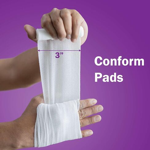 Conforming Stretch Gauze Rolls 3 Inch - Pack of 12 White Sterile Gauze Wrap for Wounds - Good for Sprained Ankles, Wrists, and More in Kuwait