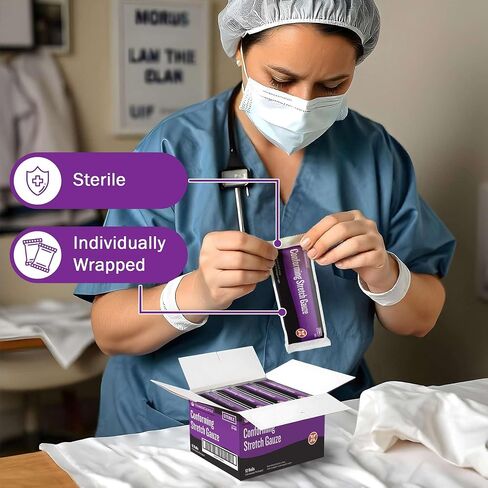 Conforming Stretch Gauze Rolls 3 Inch - Pack of 12 White Sterile Gauze Wrap for Wounds - Good for Sprained Ankles, Wrists, and More in Kuwait