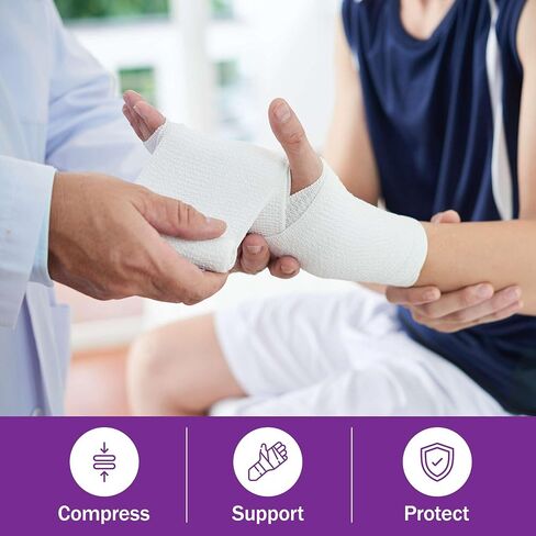 Conforming Stretch Gauze Rolls 3 Inch - Pack of 12 White Sterile Gauze Wrap for Wounds - Good for Sprained Ankles, Wrists, and More in Kuwait