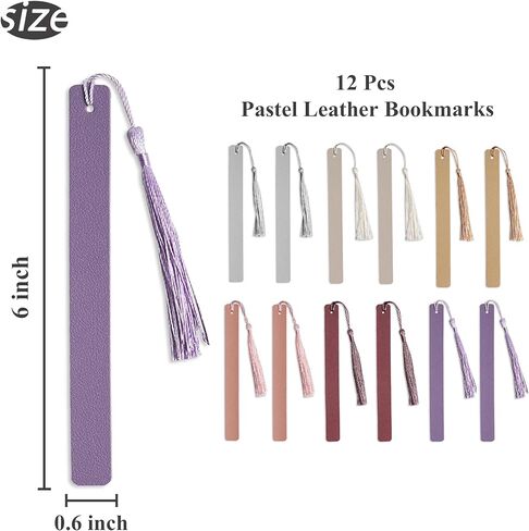 12 Pcs Pastel Leather Bookmarks Colorful Bookmarks Leather Bookmarks for Women Students Teachers Book Lovers Reading Supplies(12colors) in Kuwait