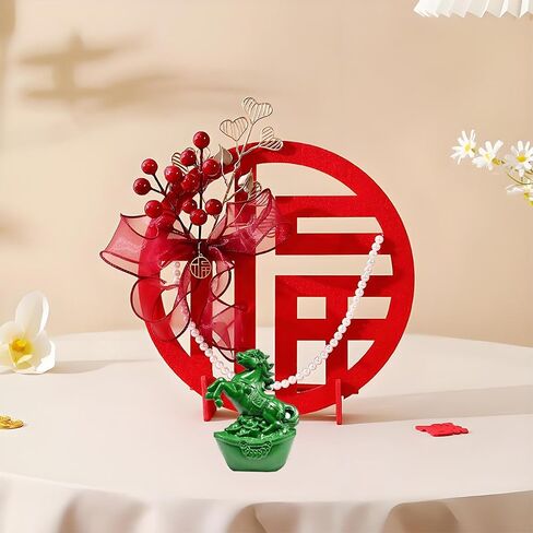 تمثال الحصان الصغير الصيني الصيني Feng Shui Horse Sear New the Horse Gift Tabletop الحلي الزودياك النحت النحت من أجل نجاح الثروة المحظوظ (بني) in Kuwait