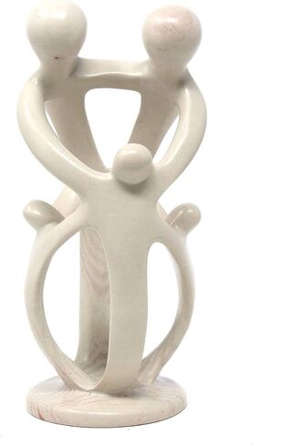 Natural 10-inch Tall Soapstone Family Sculpture - 2 Parents 3 Children in Kuwait