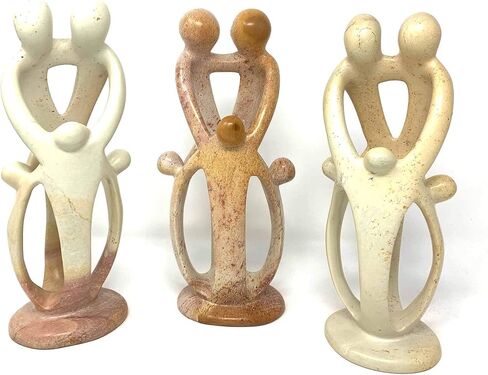 Natural 10-inch Tall Soapstone Family Sculpture - 2 Parents 3 Children in Kuwait