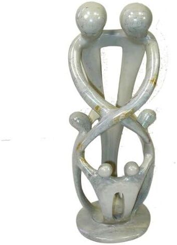 Natural 10-inch Tall Soapstone Family Sculpture - 2 Parents 3 Children in Kuwait