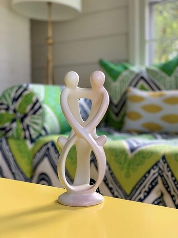 Natural 10-inch Tall Soapstone Family Sculpture - 2 Parents 3 Children in Kuwait