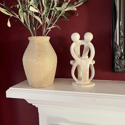 Natural 10-inch Tall Soapstone Family Sculpture - 2 Parents 3 Children in Kuwait