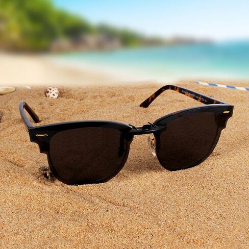 Polarized CLIP-ON Sunglasses for Ray-Ban Clubmaster RB3016 (RX3016) 51X21 in Kuwait