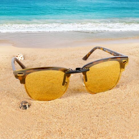 Polarized CLIP-ON Sunglasses for Ray-Ban Clubmaster RB3016 (RX3016) 51X21 in Kuwait