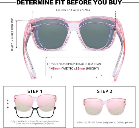 Trysee® Oversized Sunglasses Over Prescription Glasses for Women Polarized Fit Over Shade with UV Protection TS3091 in Kuwait