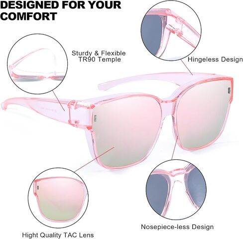 Trysee® Oversized Sunglasses Over Prescription Glasses for Women Polarized Fit Over Shade with UV Protection TS3091 in Kuwait