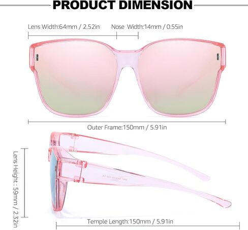Trysee® Oversized Sunglasses Over Prescription Glasses for Women Polarized Fit Over Shade with UV Protection TS3091 in Kuwait