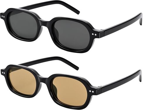 Hycredi Retro Rectangle Sunglasses for Women - Negrady Square Square Square Glasses Sharrow Shades in Kuwait