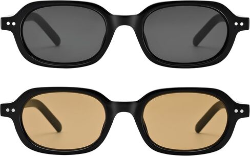 Hycredi Retro Rectangle Sunglasses for Women - Negrady Square Square Square Glasses Sharrow Shades in Kuwait