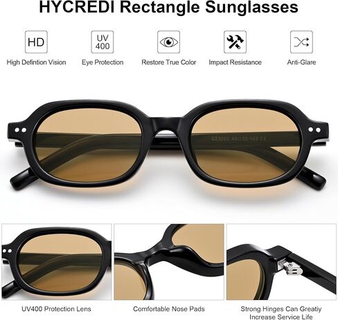 Hycredi Retro Rectangle Sunglasses for Women - Negrady Square Square Square Glasses Sharrow Shades in Kuwait