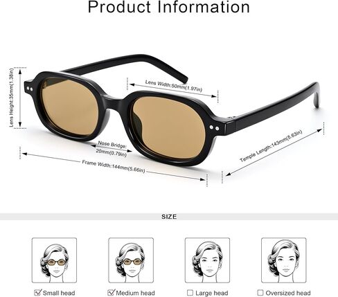 Hycredi Retro Rectangle Sunglasses for Women - Negrady Square Square Square Glasses Sharrow Shades in Kuwait
