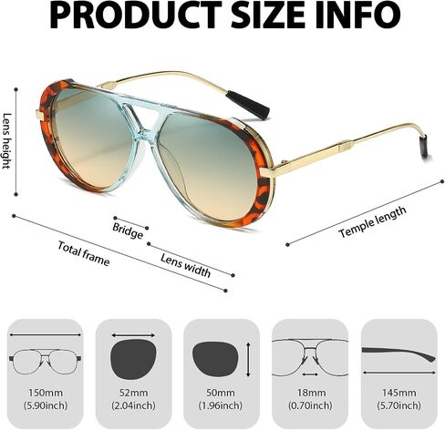 IGnaef® Tangle Free Aviator Sunglasses for Women Men with UV Protection 2025 Trendy Retro Oversized Shades IF6152 in Kuwait