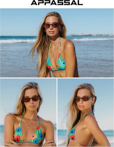 Retro Polarized Oval Sunglasses for Women Chic Cat Eye Small 90s Sunnies Narrow Style AP3743 in Kuwait