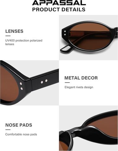 Retro Polarized Oval Sunglasses for Women Chic Cat Eye Small 90s Sunnies Narrow Style AP3743 in Kuwait
