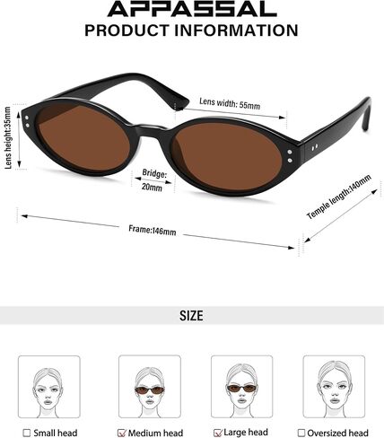 Retro Polarized Oval Sunglasses for Women Chic Cat Eye Small 90s Sunnies Narrow Style AP3743 in Kuwait