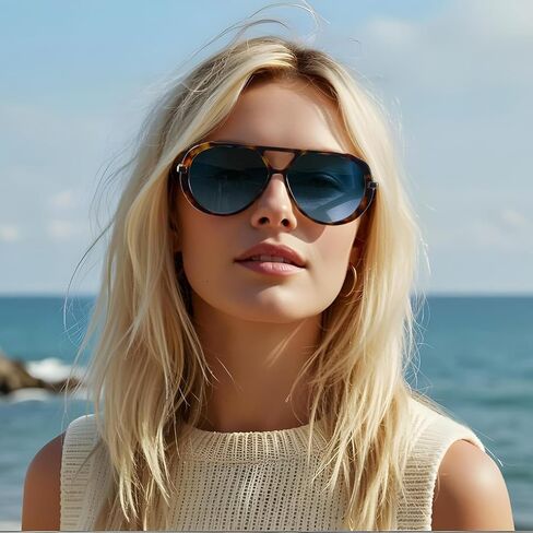 IGnaef® Tangle Free Aviator Sunglasses for Women Men with UV Protection 2025 Trendy Retro Oversized Shades IF6152 in Kuwait