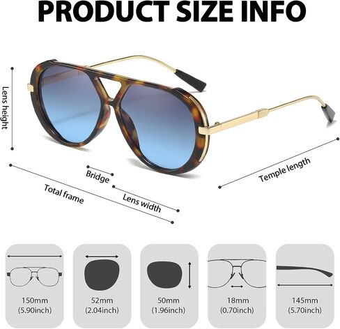IGnaef® Tangle Free Aviator Sunglasses for Women Men with UV Protection 2025 Trendy Retro Oversized Shades IF6152 in Kuwait