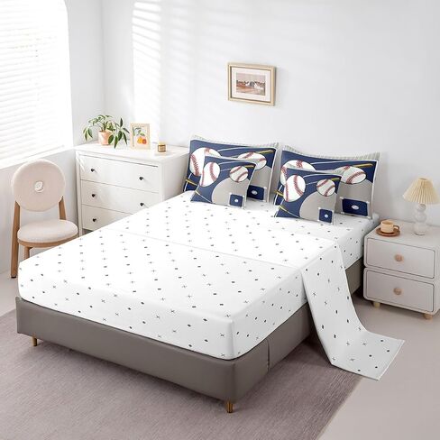 Feelyou Football Bedding Set Queen Size 7 Pieces Kids Soccer Ball Pattern for Boys Girls Teens Sports Theme Football Court Bed in a Bag with Comforter, Sheets, Pillowcases & Cushion Cover in Kuwait