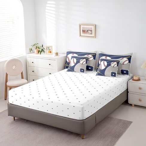 Feelyou Football Bedding Set Queen Size 7 Pieces Kids Soccer Ball Pattern for Boys Girls Teens Sports Theme Football Court Bed in a Bag with Comforter, Sheets, Pillowcases & Cushion Cover in Kuwait