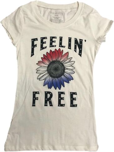 Womens (JRS) Patriotic Floral Stars Feeling Free T-Shirt Tee Shirt in Saudi Arabia