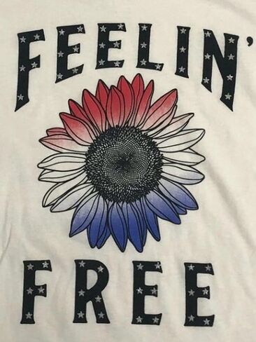 Womens (JRS) Patriotic Floral Stars Feeling Free T-Shirt Tee Shirt in Saudi Arabia