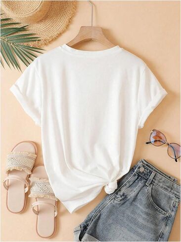 Floerns Graphic Tees for Women Casual Cherry Short Sleeve Crew Neck T Shirts Loose Fit Summer Tops Tee Shirts in Saudi Arabia