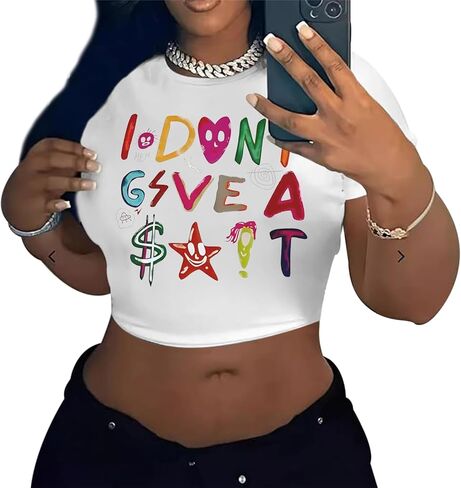 Y2K Baby Tees Graphic Crop Tops for Women Cropped Tshirt Summer Aesthetic Fairy Grunge Tops Clothes for Teen Girls in Kuwait