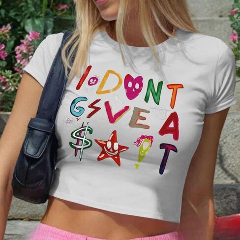 Y2K Baby Tees Graphic Crop Tops for Women Cropped Tshirt Summer Aesthetic Fairy Grunge Tops Clothes for Teen Girls in Kuwait