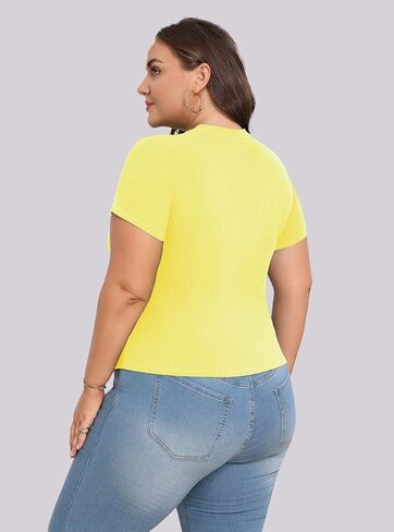 Lastshe Womens Plus Size Basic T Shirts Summer Tops Casual Short Sleeve Slim Fit Ribbed Knit Tee Cute Gym Workout Clothes in Kuwait