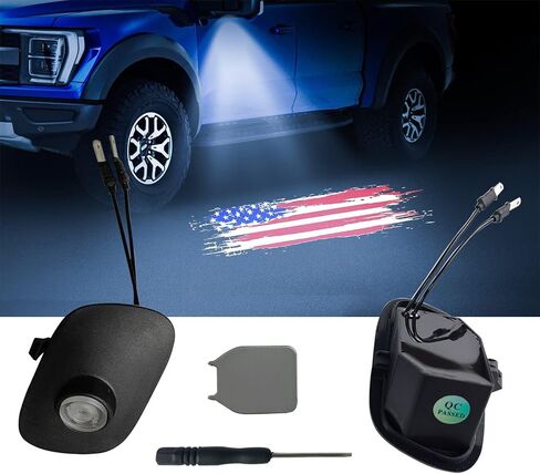 for Ford F150 F250 F350 Side Mirror Puddle Light Logo Projector, Welcome Ghost Shadow Lights, Replacement for Ford F150 F250 F350 2015-2024 (America Flag Emblem) in Saudi Arabia