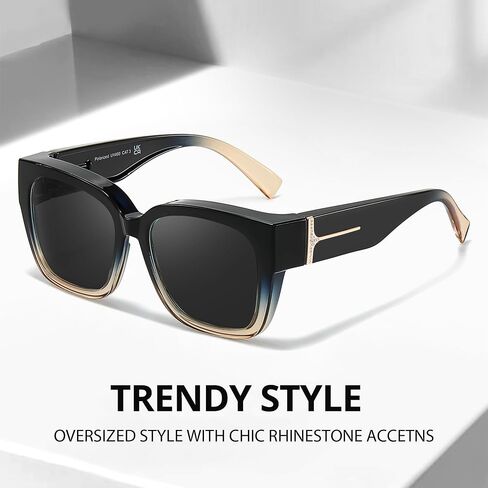 Trysee Polarized Fit Over Sunglasses with Rhinestone for Women UV400 Protection Sun Glasses TS7511 in Saudi Arabia