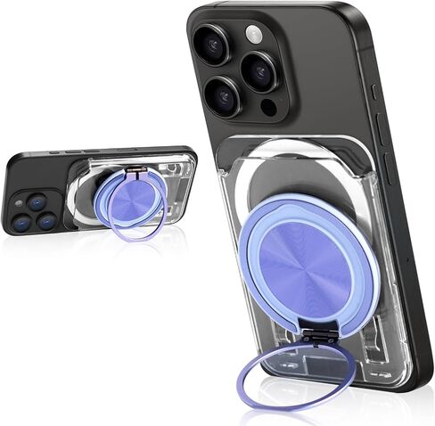 for Magsafe Wallet, Magnetic Card Holder Wallet with 360° Rotating Foldable Phone Stand for All Cell Phones, Fit 1-3 Cards, Slide Easy Card Take Design (Clear+Red Stand) in Saudi Arabia
