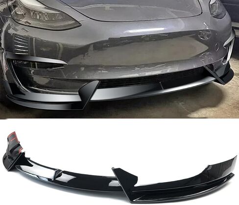 Tesla Model 3 Body Kit Full Aero Package for 2017-2023, Rear Bumper Diffuser, Side Skirts, Front Splitter Lip, Spoiler, Fog Light Eyebrow Side Camera Cover (Style A, Glossy Black) in Kuwait