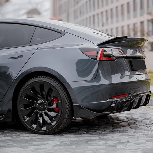 Tesla Model 3 Body Kit Full Aero Package for 2017-2023, Rear Bumper Diffuser, Side Skirts, Front Splitter Lip, Spoiler, Fog Light Eyebrow Side Camera Cover (Style A, Glossy Black) in Kuwait