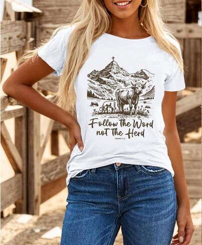 Western Christian Cowboy Rodeo Shirts for Women Cowgirl Jesus Bible Verse God Shirt Religious Faith Vintage Tshirts in Saudi Arabia