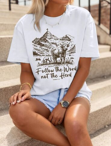 Western Christian Cowboy Rodeo Shirts for Women Cowgirl Jesus Bible Verse God Shirt Religious Faith Vintage Tshirts in Saudi Arabia