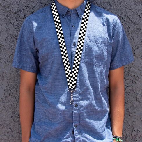 Buckle-Down Lanyard-1.0"-Checker Black/White in Saudi Arabia