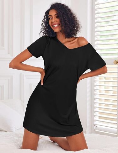 Ekouaer Cotton Lightgowns for Women 3 Pack Sleepshirts Shirt Sleeve Night Shirt Tshirt nigh in Saudi Arabia