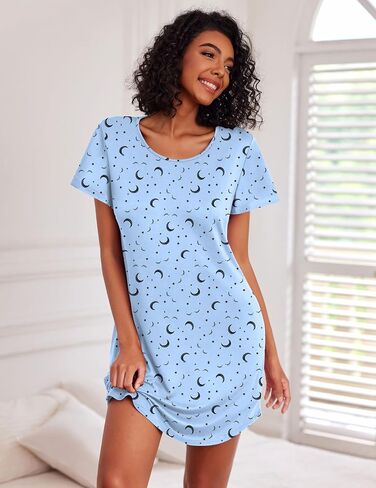 Ekouaer Cotton Lightgowns for Women 3 Pack Sleepshirts Shirt Sleeve Night Shirt Tshirt nigh in Saudi Arabia